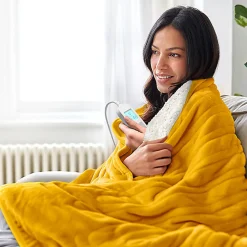 Plaid Chauffant Électrique En Polaire & Sherpa - Moutarde>Cosi Home Best