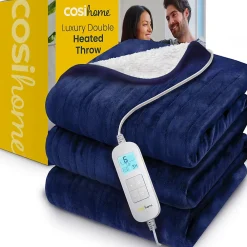 Cosi Home Plaid Chauffant Électrique Double En Polaire & Sherpa - Bleu Marine* Couverture