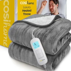 Cosi Home Plaid Chauffant Électrique En Polaire & Sherpa - Gris* Couverture