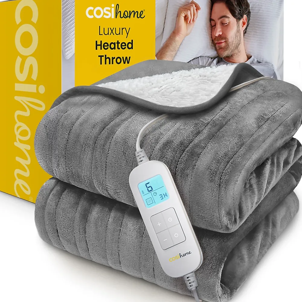 Cosi Home Plaid Chauffant Électrique En Polaire & Sherpa - Gris* Couverture