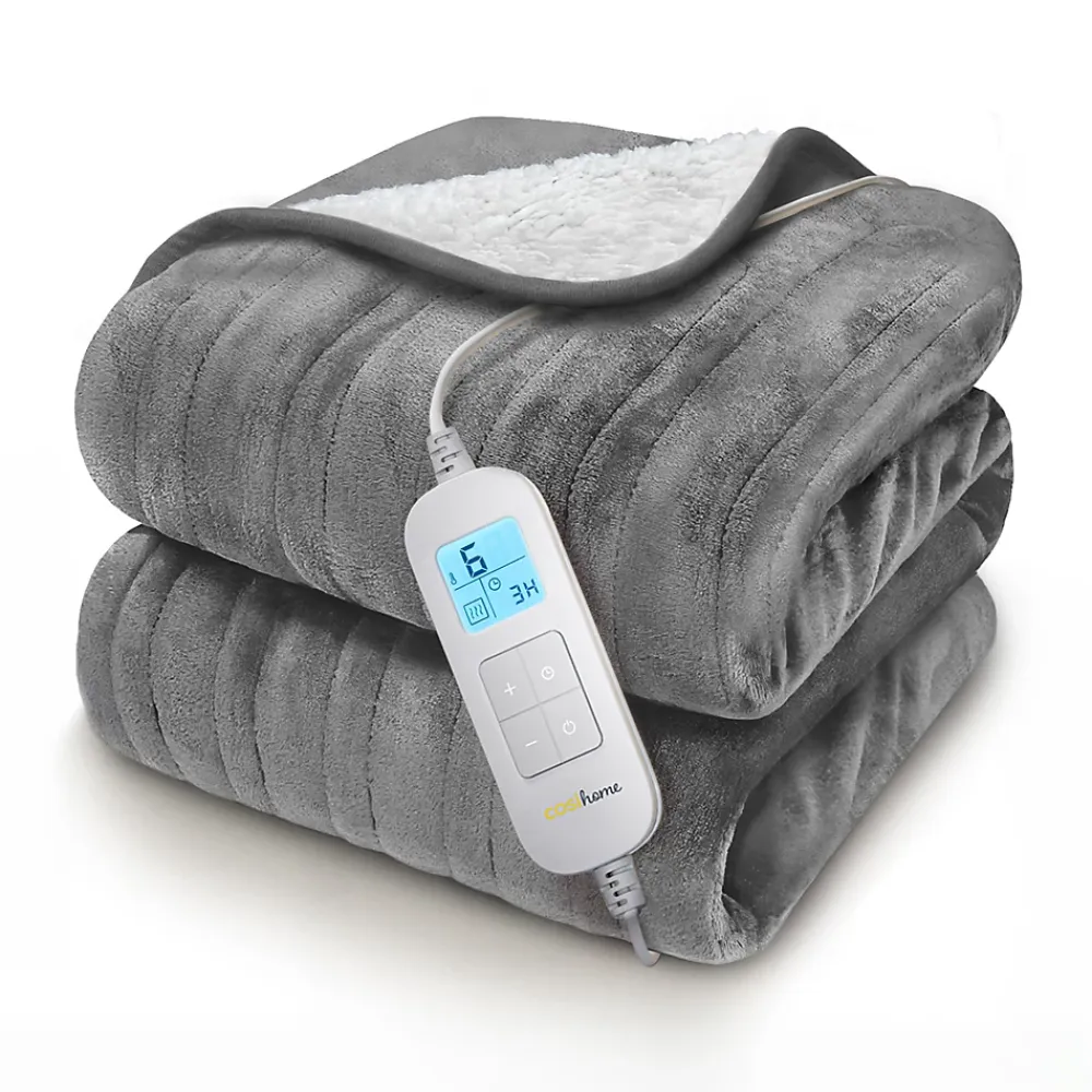 Cosi Home Plaid Chauffant Électrique En Polaire & Sherpa - Gris* Couverture