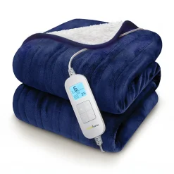 Plaid Chauffant Électrique En Polaire & Sherpa - Bleu Marine>Cosi Home Best