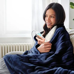 Plaid Chauffant Électrique En Polaire & Sherpa - Bleu Marine>Cosi Home Best