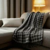 Plaid en coton Noir et gris avec franges DROPALL ->Sacasa Hot