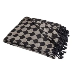 Plaid en coton Noir et gris avec franges DROPALL ->Sacasa Hot