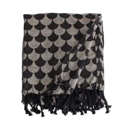 Plaid en coton Noir et gris avec franges DROPALL -><noscript><img width=