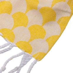 Plaid jaune et blanc avec franges 130x170cm DROP -><noscript><img width=