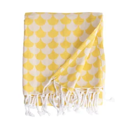 Plaid jaune et blanc avec franges 130x170cm DROP -><noscript><img width=