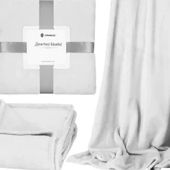 Springos Plaid douillette et douce, couverture épaisse 200 x 220 cm - gris clair* Couverture