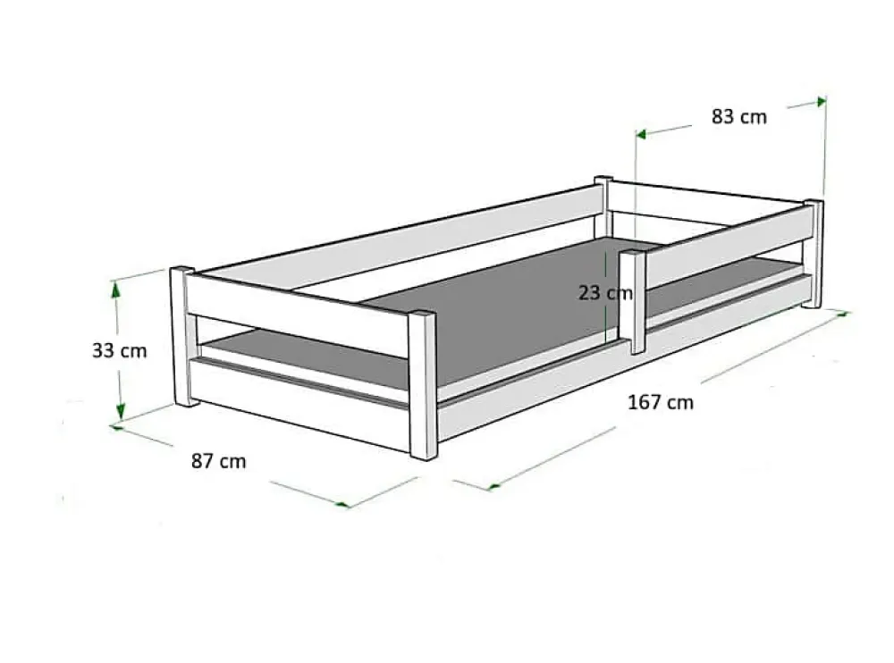 Kobi Plancher lit bas Lila 160x80 cm - Montessori bois naturel*Enfant Lit Enfant