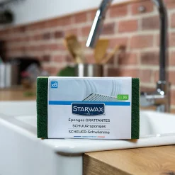 Éponge grattante pour les surfaces peu fragiles, vendue par 6 pièces><noscript><img width=