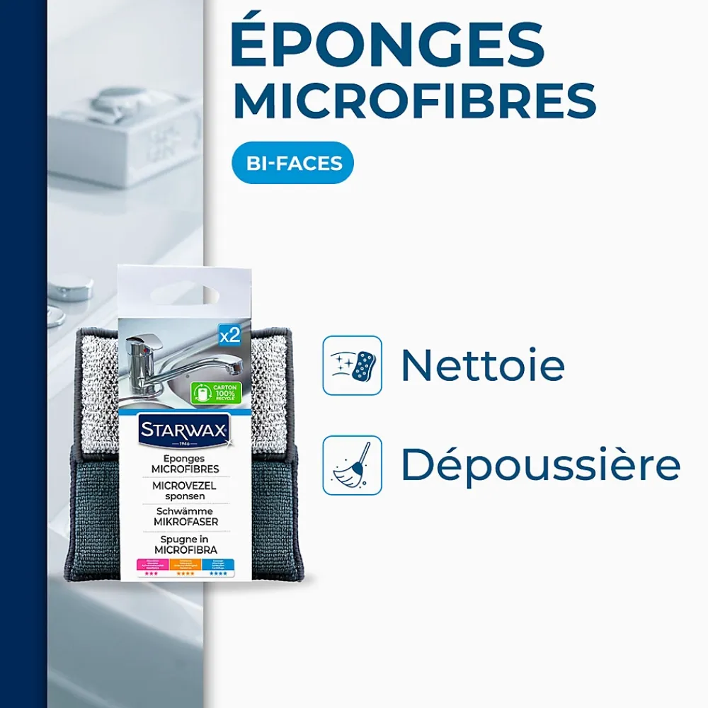 Starwax Éponge microfibres vendue par 2* Eponge