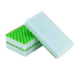 Éponge synthétique abrasive L.11 x l.6,5 x 2,4 cm blanc et vert vendue par 3 pièces* Eponge