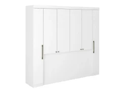 Pont de lit - 6 portes - Avec armoires et rangements - L216,5 cm - Blanc - ANTERO><noscript><img width=