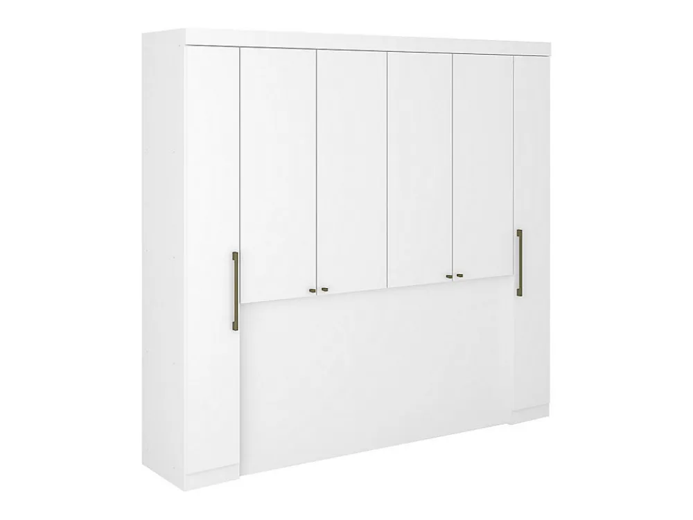 Pont de lit - 6 portes - Avec armoires et rangements - L216,5 cm - Blanc - ANTERO>Vente-unique Outlet