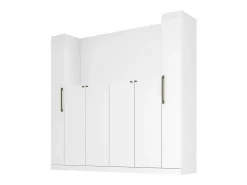 Pont de lit - 6 portes - Avec armoires et rangements - L216,5 cm - Blanc - ANTERO><noscript><img width=