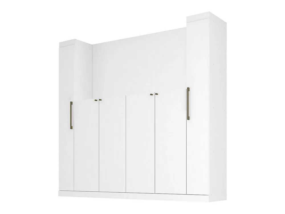 Pont de lit - 6 portes - Avec armoires et rangements - L216,5 cm - Blanc - ANTERO>Vente-unique Outlet