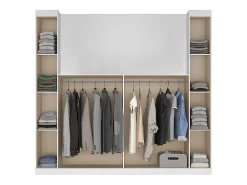 Pont de lit - 6 portes - Avec armoires et rangements - L216,5 cm - Blanc - ANTERO><noscript><img width=
