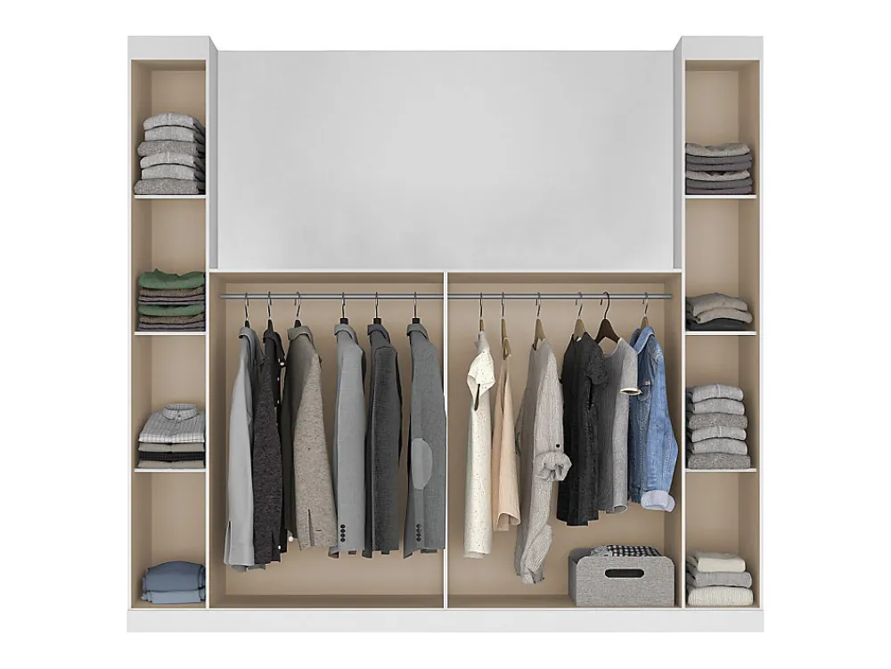 Pont de lit - 6 portes - Avec armoires et rangements - L216,5 cm - Blanc - ANTERO>Vente-unique Outlet