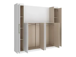 Pont de lit - 6 portes - Avec armoires et rangements - L216,5 cm - Blanc - ANTERO><noscript><img width=