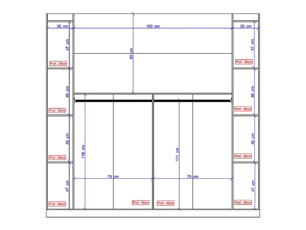 Pont de lit - 6 portes - Avec armoires et rangements - L216,5 cm - Blanc - ANTERO>Vente-unique Outlet