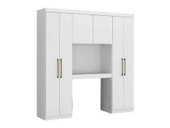 Vente-unique Pont de lit ANTERO - 6 portes - Avec armoires et rangements - L.200 cm - Blanc* Tête De Lit