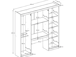 Vente-unique Pont de lit ANTERO - 6 portes - Avec armoires et rangements - L.200 cm - Blanc* Tête De Lit