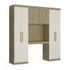 Pont de lit ANTERO II - 6 portes - Avec armoires et rangements - L.200 cm - Chêne et Ivoire>Vente-unique Outlet