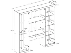 Pont de lit ANTERO II - 6 portes - Avec armoires et rangements - L.200 cm - Chêne et Ivoire><noscript><img width=