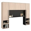 Pont de lit avec rangements - Avec LEDs - L265 cm - Coloris : Naturel et noir - VELONA>Vente-unique