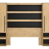 Vente-unique Pont de lit avec rangements et LEDs - L269 cm - Coloris : Naturel et noir - VARLY* Tête De Lit
