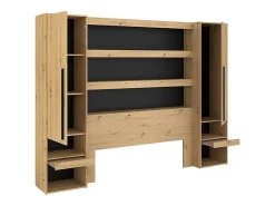 Vente-unique Pont de lit avec rangements et LEDs - L269 cm - Coloris : Naturel et noir - VARLY* Tête De Lit