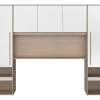 Pont de lit avec rangements - Avec LEDs - L265 cm - Coloris : Blanc brillant et naturel - VELONA>Vente-unique Clearance