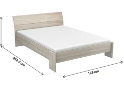 PRICY Lit 140x190/200cm - Decor Chene shannon - L 145 x P 205 x H 79 cm><noscript><img width=