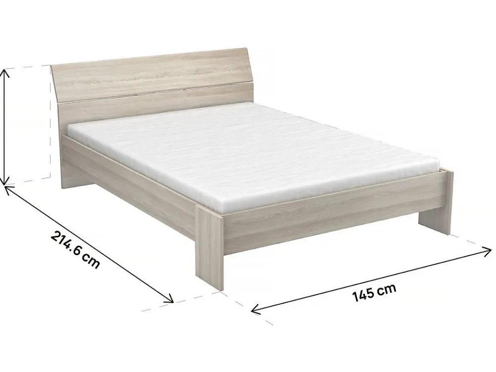 PRICY Lit 140x190/200cm - Decor Chene shannon - L 145 x P 205 x H 79 cm>Demeyere Online