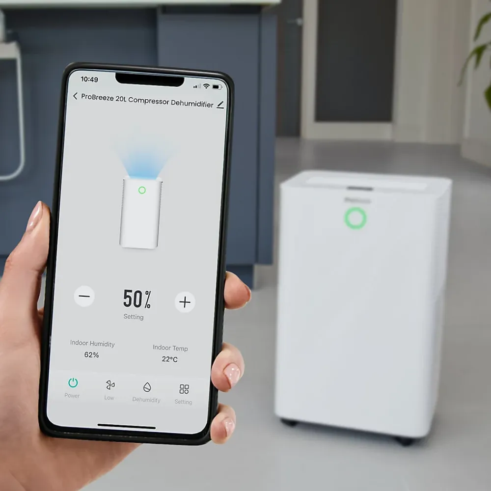 Pro Breeze Déshumidificateur 20ljour omnidry avec mode linge et contrôle via application intelligente pour pièce jusqu'à 35 m²* Déshumidificateur D'Air