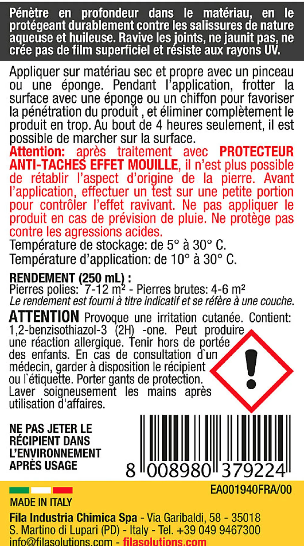 Protecteur anti-taches effet mouillé 250mL>Fila