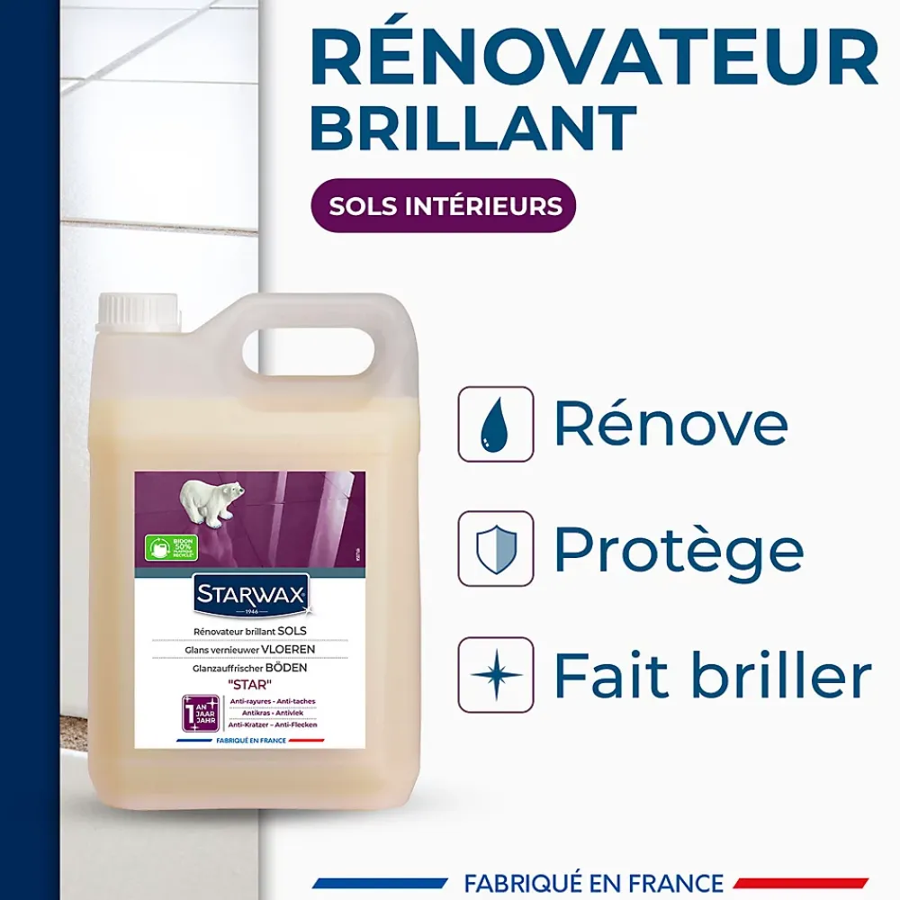 Starwax Protecteur sol carrelés Star Grand brillant longue durée 5 L* Nettoyant Et Entretien Pour Sol