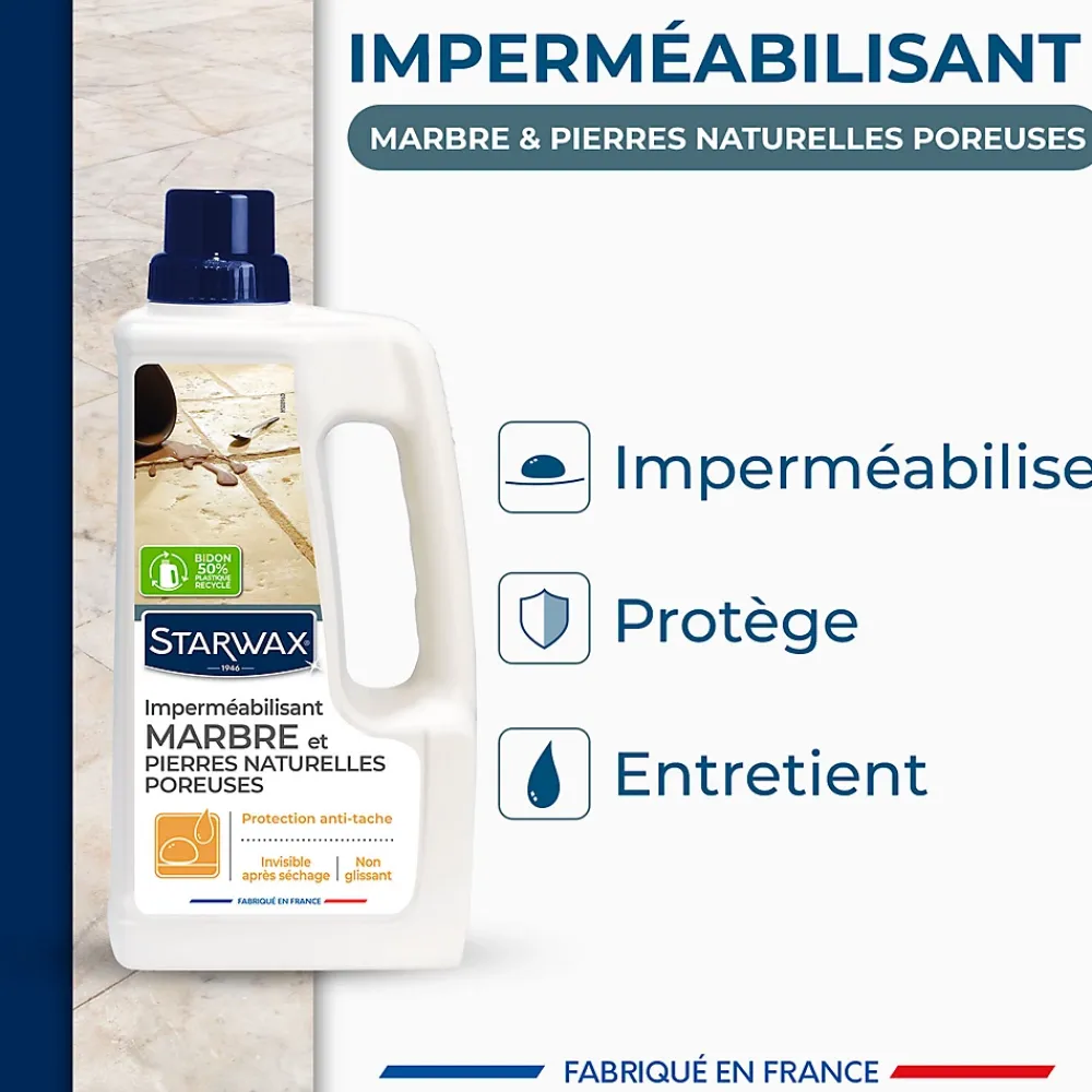 Starwax Protection anti-taches invisible marbre et pierres naturelles 1L* Nettoyant Et Entretien Pour Sol
