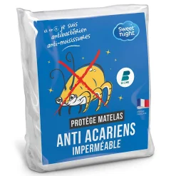 Protège matelas - Alèse Imperméable et Anti Acariens - Bouclette Éponge Coton - Silencieux et Respirant>Sweetnight Hot