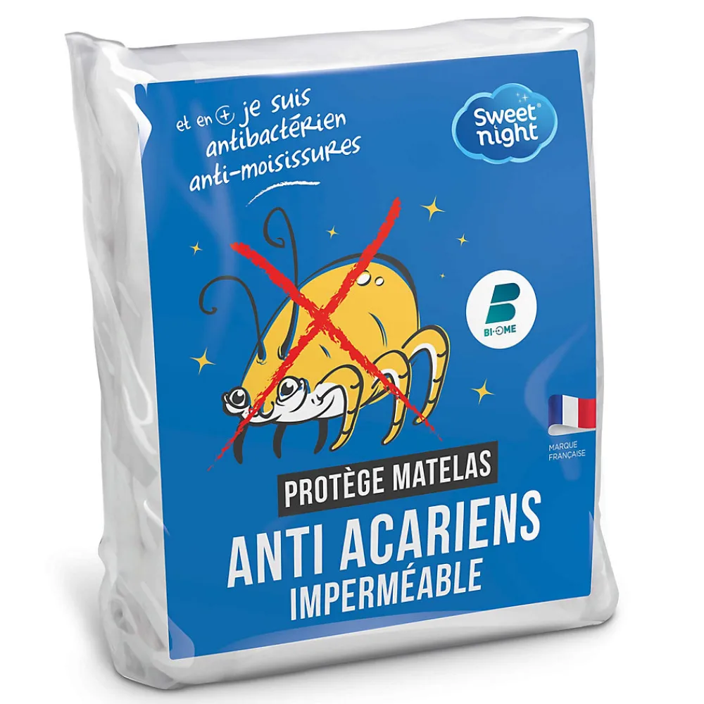 Protège matelas - Alèse Imperméable et Anti Acariens - Bouclette Éponge Coton - Silencieux et Respirant>Sweetnight Hot