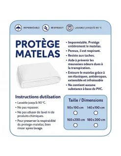 By Sommiflex. PROTÈGE MATELAS ALÈSE blanc 180x200 cm* Protège Matelas