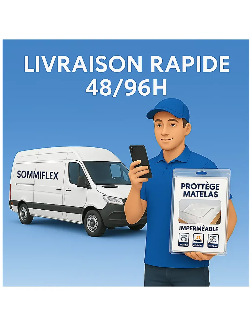 By Sommiflex. PROTÈGE MATELAS ALÈSE blanc 180x200 cm* Protège Matelas