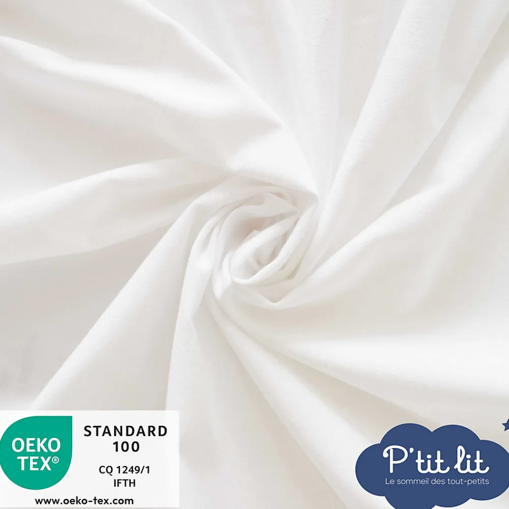 Protège Matelas Bébé 2 en 1 - Alèse + Drap Housse - 100% Coton - Imperméable et Respirant - Oeko Tex - Blanc>P’Tit Lit Clearance