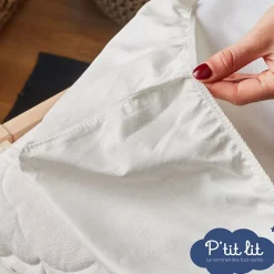 P’Tit Lit Protège Matelas Bébé 2 en 1 - Alèse + Drap Housse - 100% Coton - Imperméable et Respirant - Silencieux - Oeko Tex - Blanc* Protège Matelas