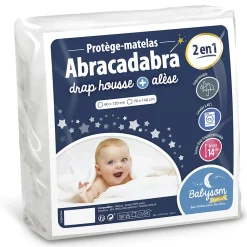 Protège Matelas Bébé 2 en 1 - Drap housse + Alèse Imperméable - Jersey 100% Coton - Souple et Silencieux>Babysom Online