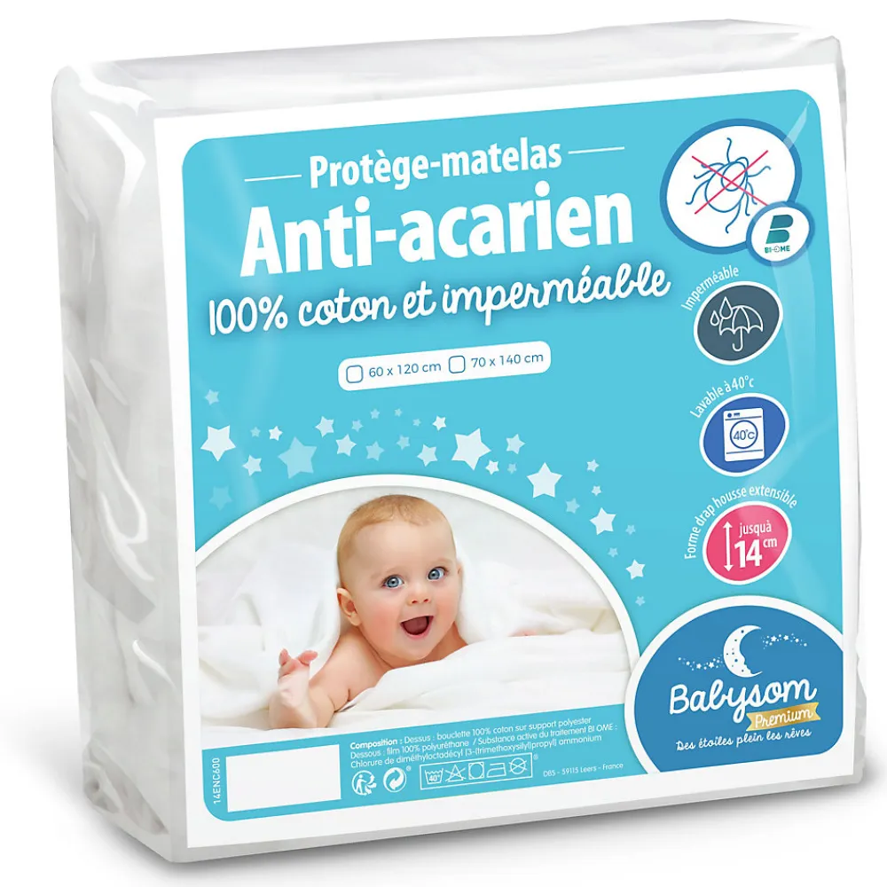 Protège Matelas Bébé Anti-acarien - Alèse imperméable Souple et Silencieuse - Bouclette 100% Coton : Doux et Absorbant - Oeko-Tex>Babysom Hot