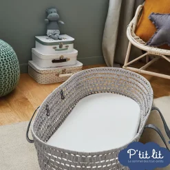 P’Tit Lit Protège Matelas Bébé Couffin - Landeau - Nacelle - Alèse Anti Acariens et Imperméable - Bouclette 100% coton* Protège Matelas