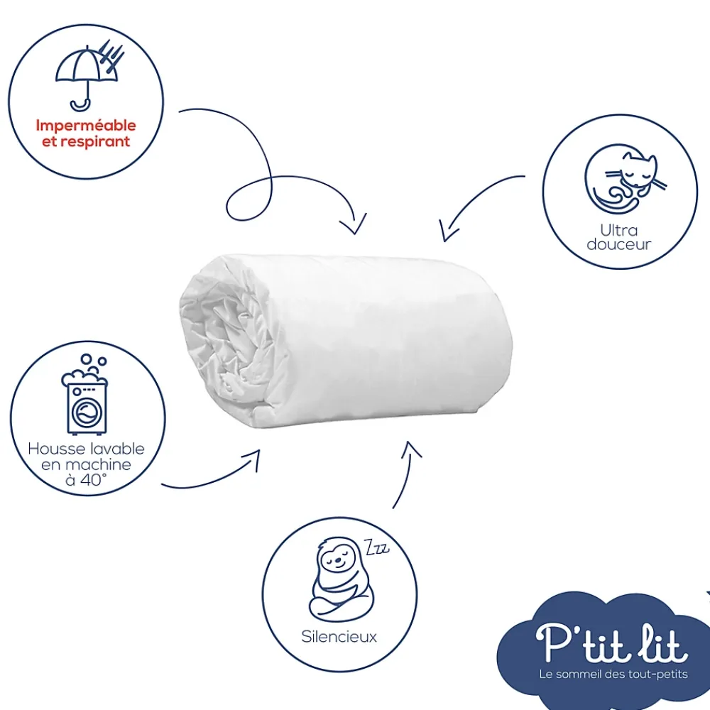 P’Tit Lit Protège Matelas Enfant Bamboo - Alèse Imperméable - Viscose Douce - Silencieux - Sans traitement chimique* Protège Matelas