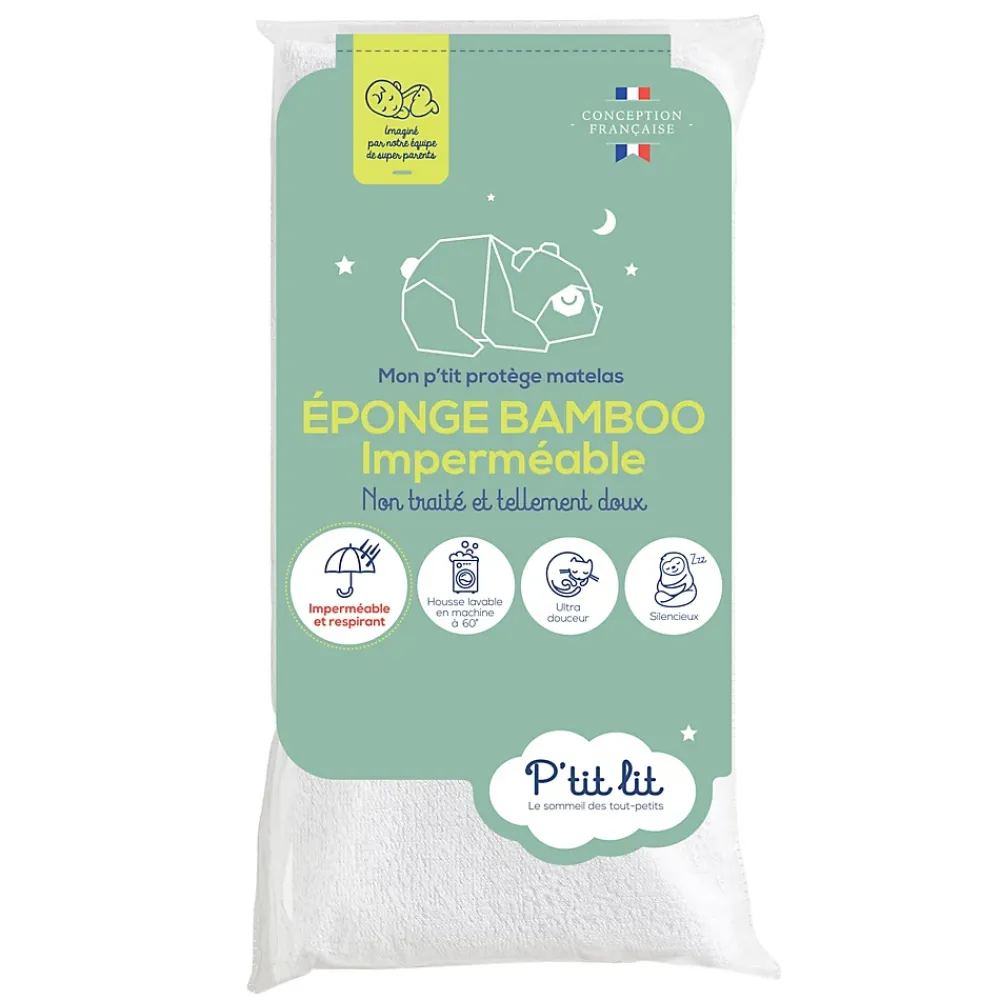 P’Tit Lit Protège Matelas Enfant Bamboo - Alèse Imperméable - Viscose Douce - Silencieux - Sans traitement chimique* Protège Matelas